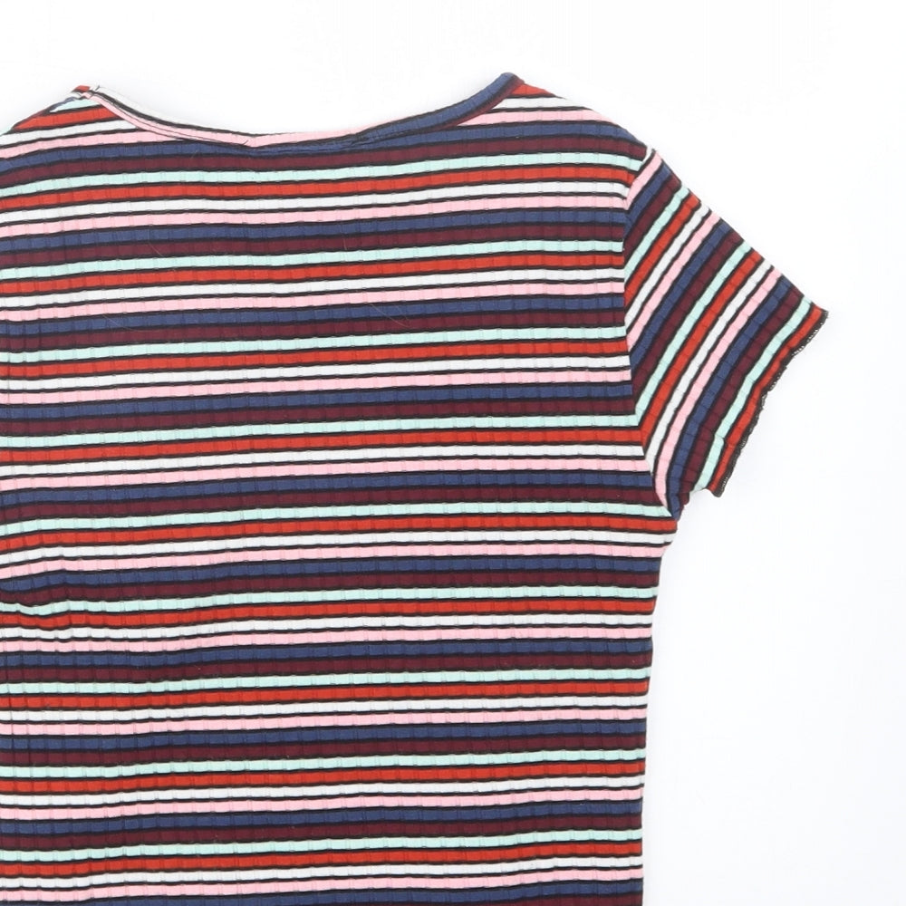 Primark Womens Blue Striped  Cropped T-Shirt Size 4