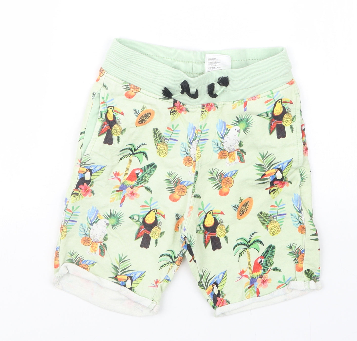 H&M Boys Green Geometric  Sweat Shorts Size 7 Years