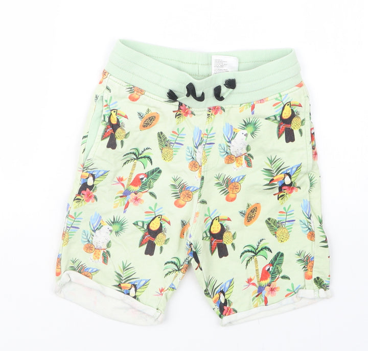 H&M Boys Green Geometric  Sweat Shorts Size 7 Years