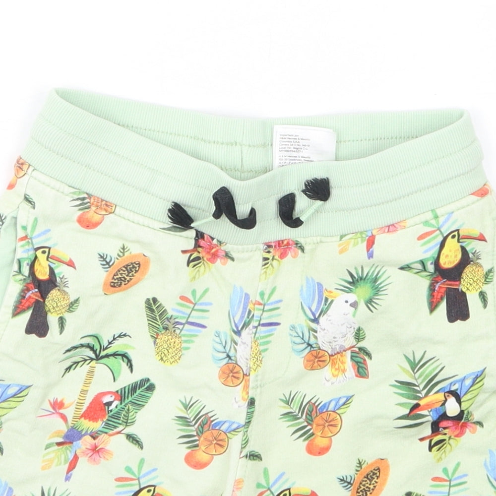 H&M Boys Green Geometric  Sweat Shorts Size 7 Years