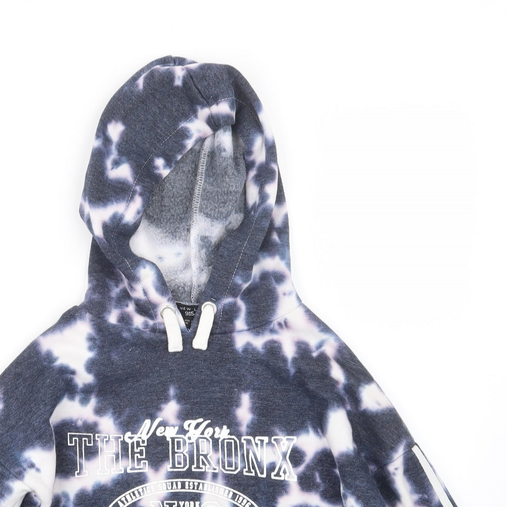 New Look Girls Blue Geometric  Pullover Hoodie Size 9 Years