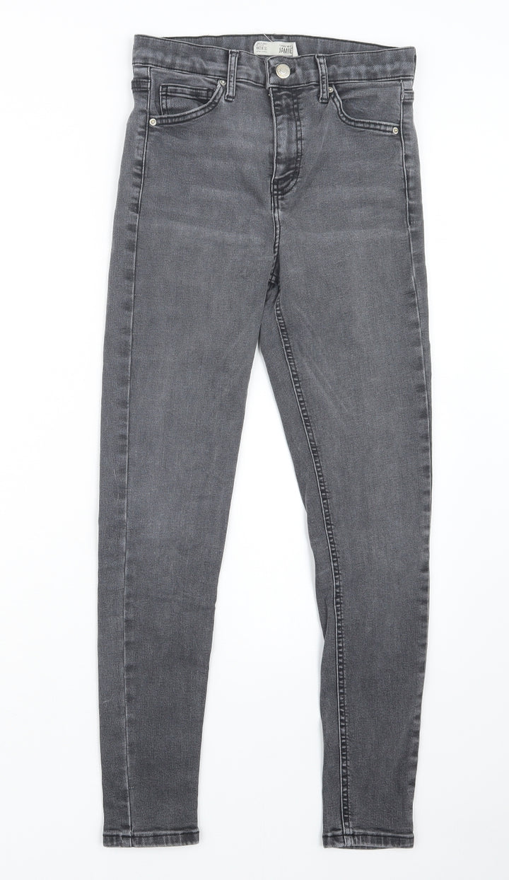 Topshop Womens Black Denim Straight Jeans Size 26 in L26.5 in