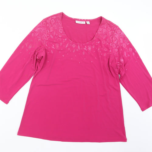 Susan Graver Womens Pink   Basic T-Shirt Size M
