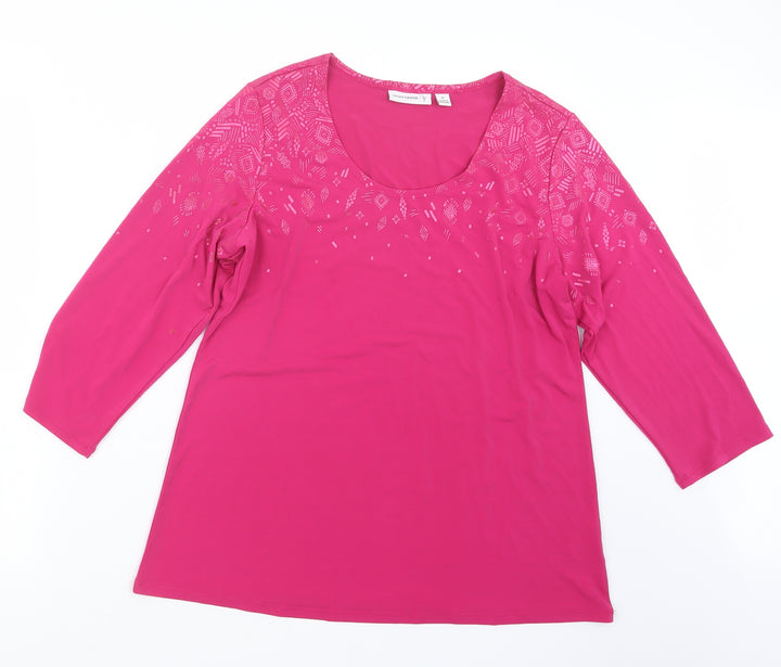Susan Graver Womens Pink   Basic T-Shirt Size M