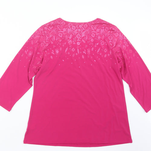 Susan Graver Womens Pink   Basic T-Shirt Size M