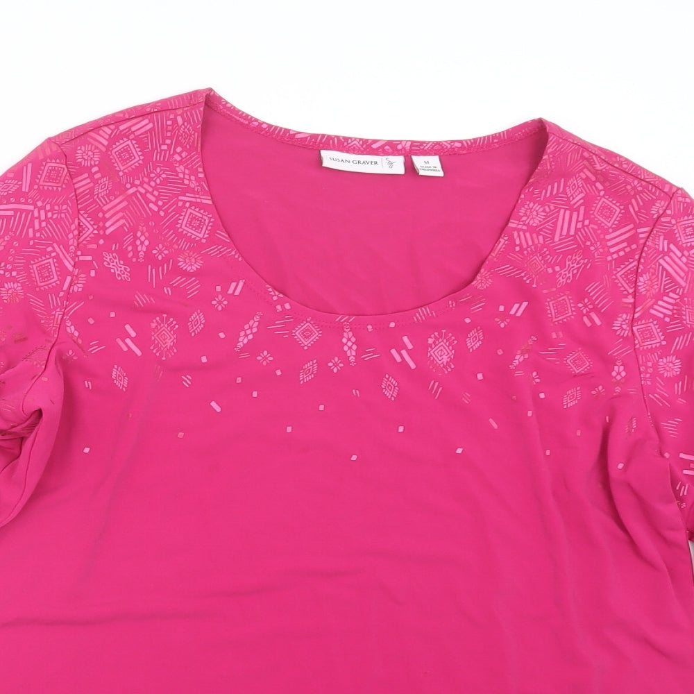 Susan Graver Womens Pink   Basic T-Shirt Size M