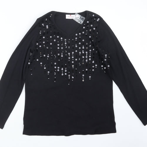 Quacker Factory Womens Black   Pullover Jumper Size M