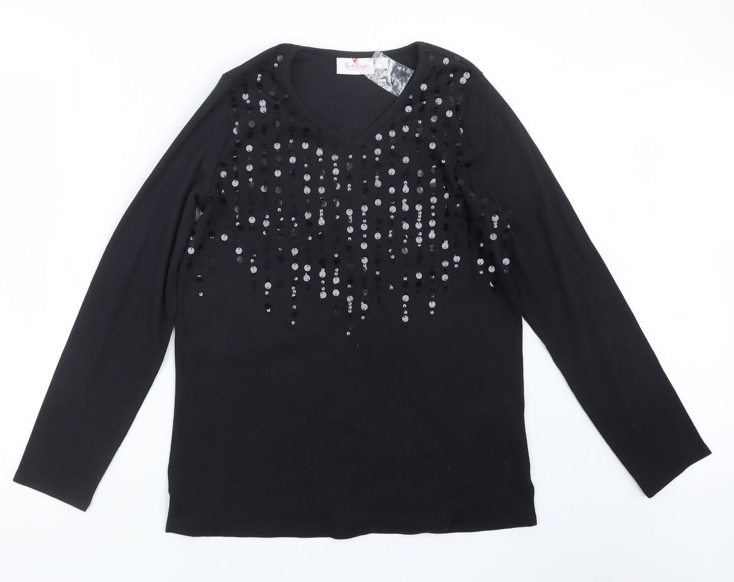 Quacker Factory Womens Black   Pullover Jumper Size M