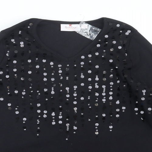 Quacker Factory Womens Black   Pullover Jumper Size M