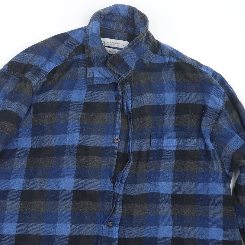 Cedar Wood State Mens Black Check   Button-Up Size L