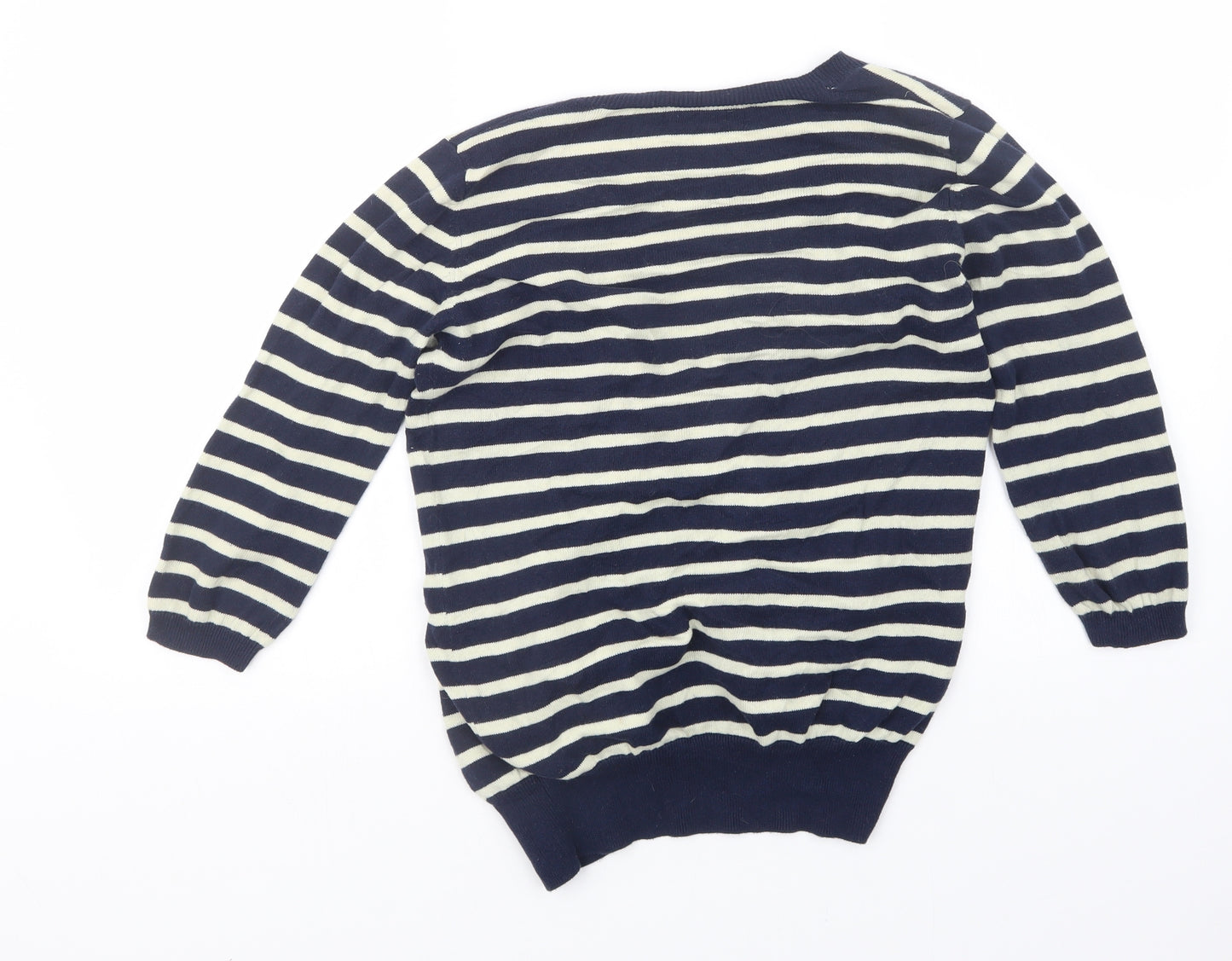 Max C Womens Blue Striped Knit Cardigan Jumper Size M