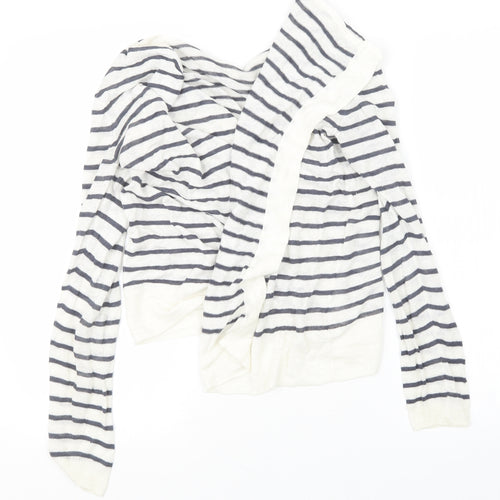 Preworn Womens Blue Striped  Cardigan Jumper Size S