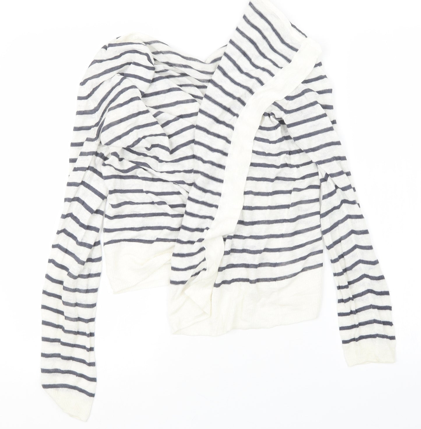 Preworn Womens Blue Striped  Cardigan Jumper Size S