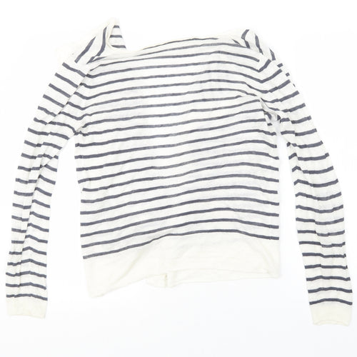 Preworn Womens Blue Striped  Cardigan Jumper Size S