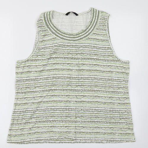 Bm Casual Womens Green Striped  Basic Tank Size L