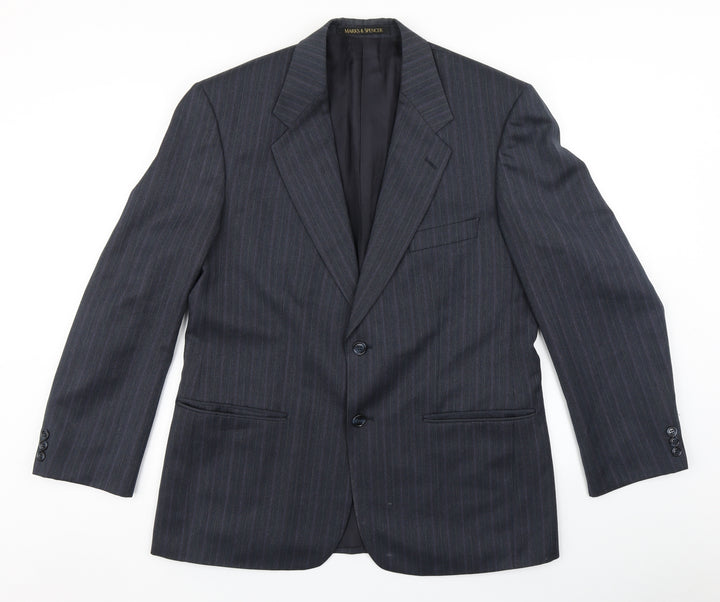 St Michael Mens Blue Striped  Jacket Blazer Size 40