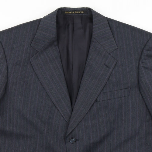 St Michael Mens Blue Striped  Jacket Blazer Size 40