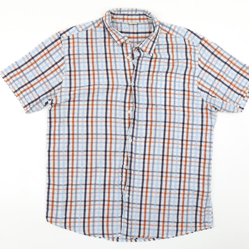 Oak Valley Mens Blue Plaid   Button-Up Size XL