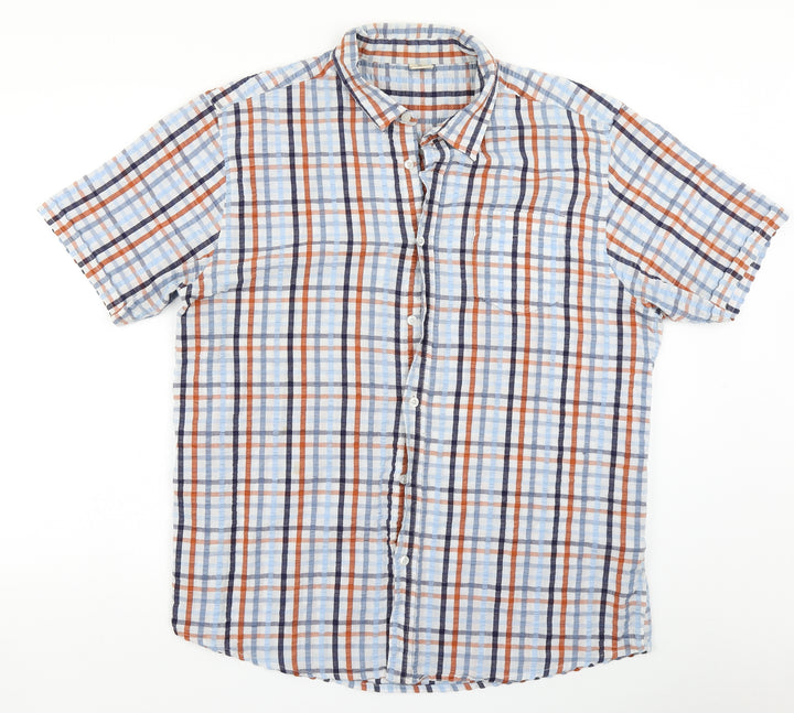 Oak Valley Mens Blue Plaid   Button-Up Size XL