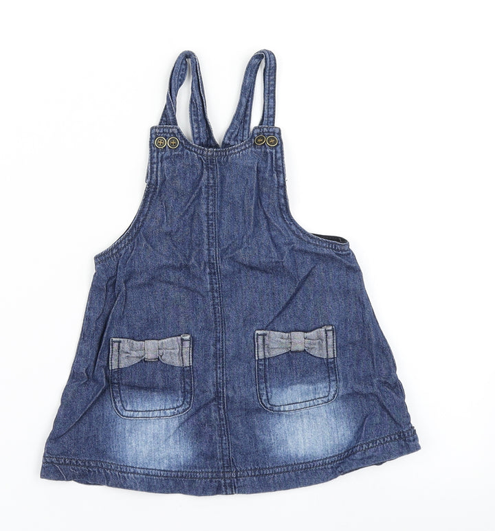 NXT Girls Blue Denim Pinafore/Dungaree Dress Size 9-12 Months