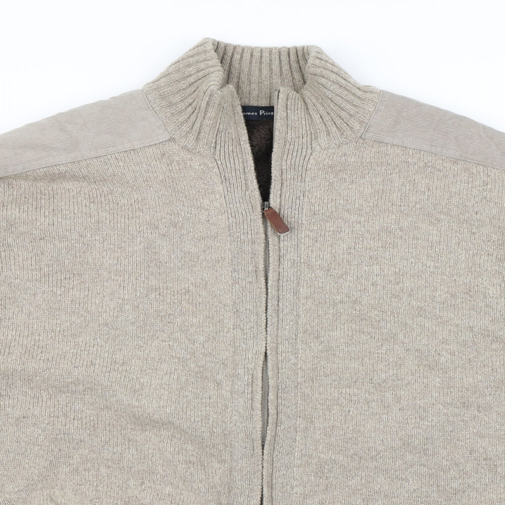 James Pringle Mens Brown  Knit Cardigan Jumper Size XL  - Fleece lined