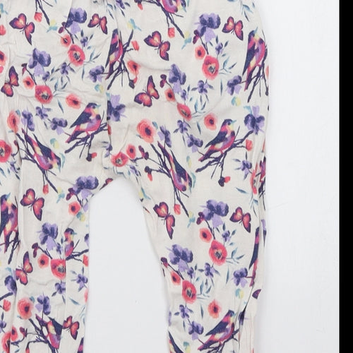 dymples Girls White Floral  Jogger Trousers Size 12 Months