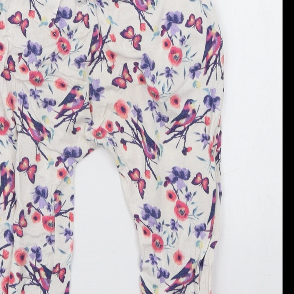 dymples Girls White Floral  Jogger Trousers Size 12 Months