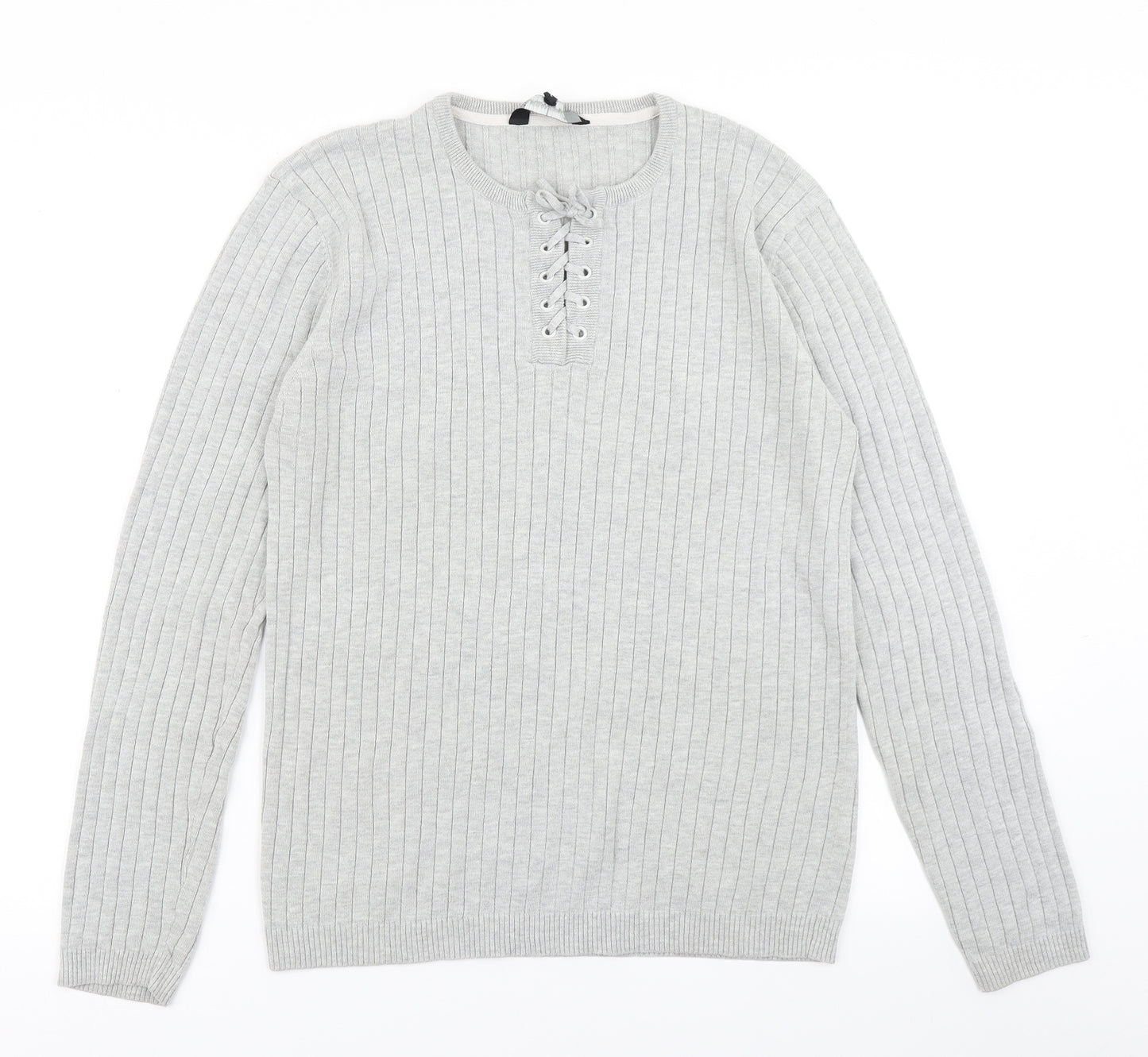 Urban Spirit Mens Grey  Knit Pullover Jumper Size L