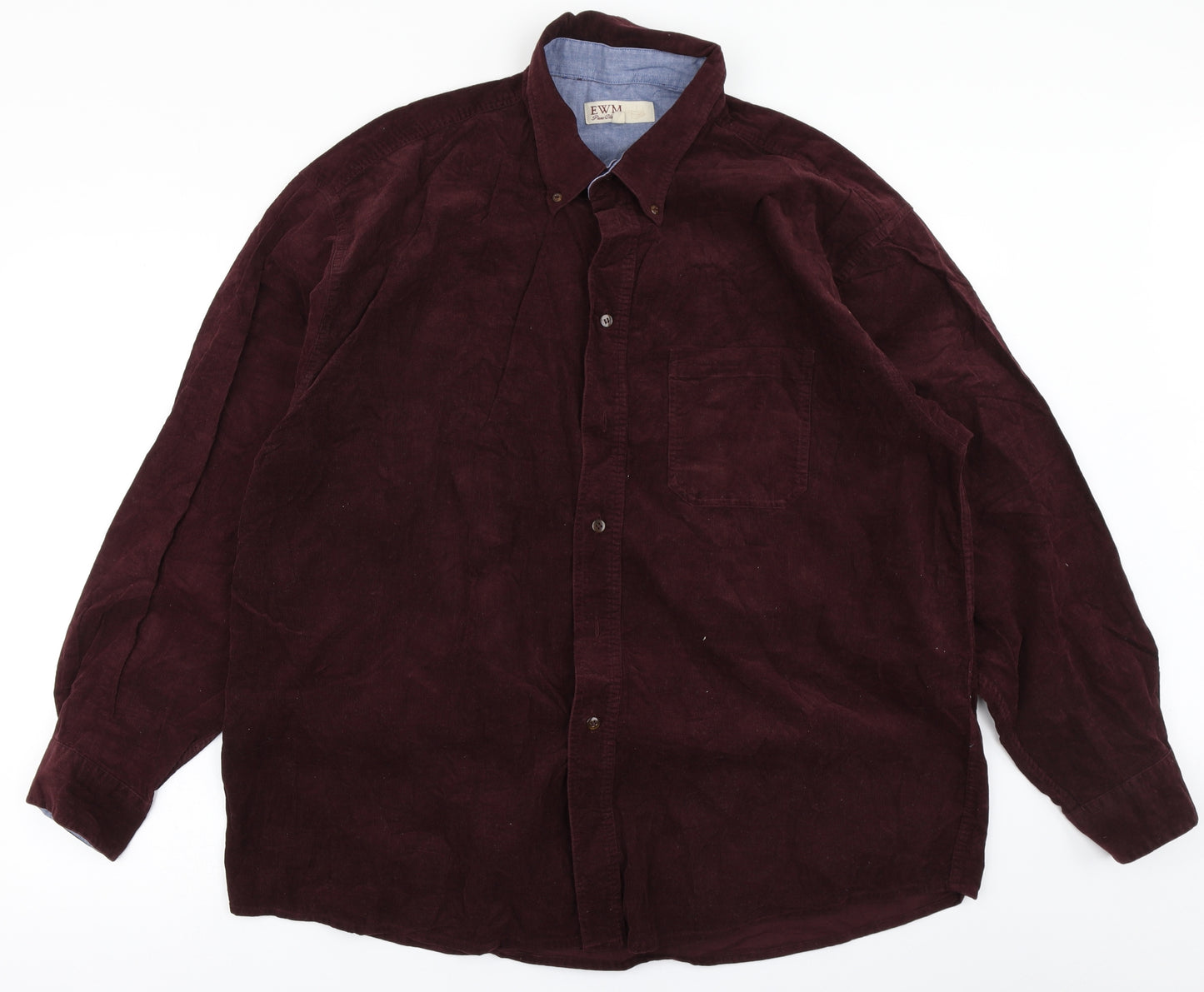 EWM Mens Purple  Corduroy  Button-Up Size XL