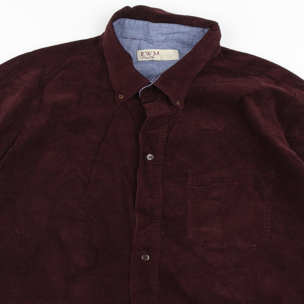 EWM Mens Purple  Corduroy  Button-Up Size XL