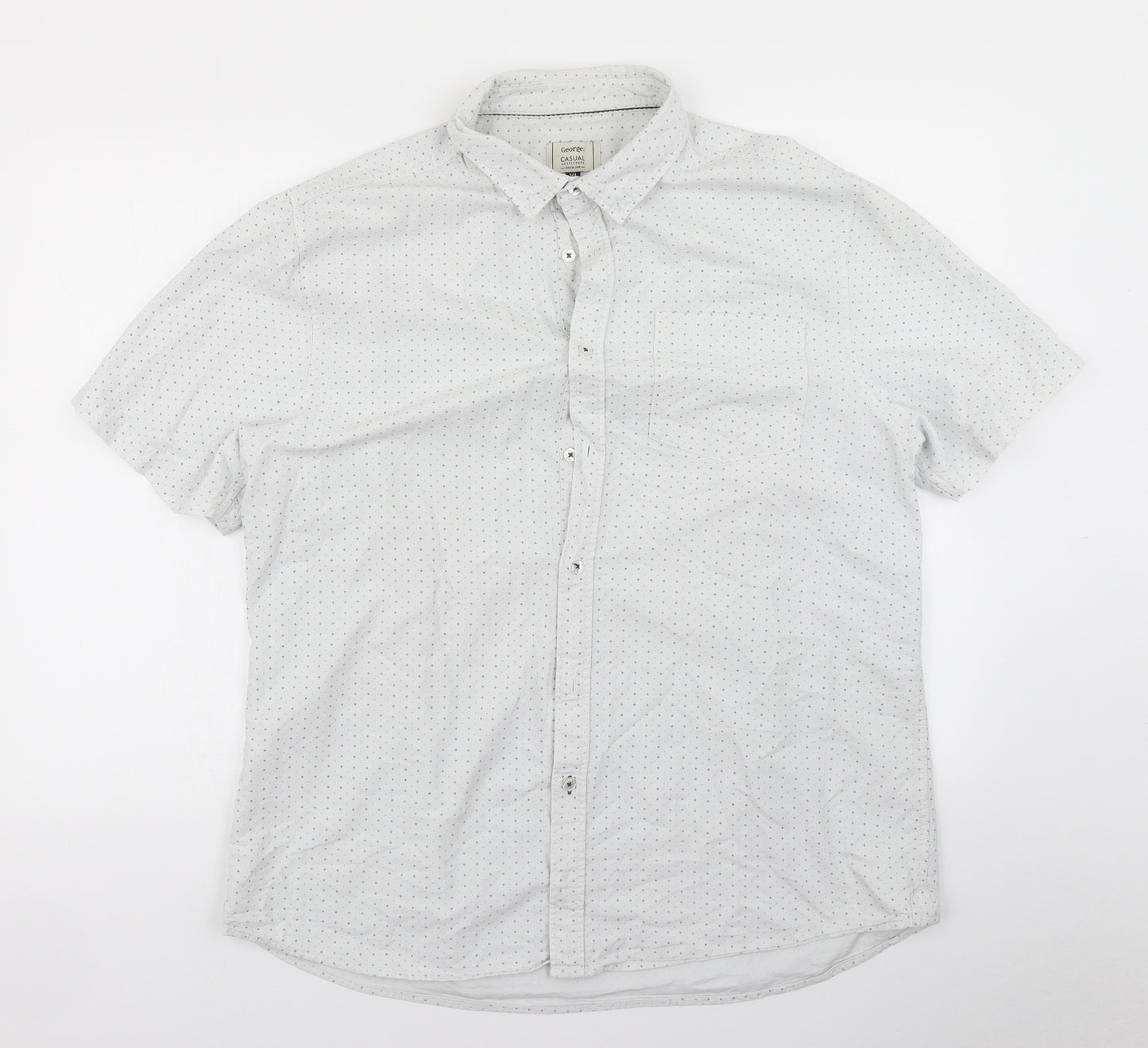 George Mens White Polka Dot   Button-Up Size XL