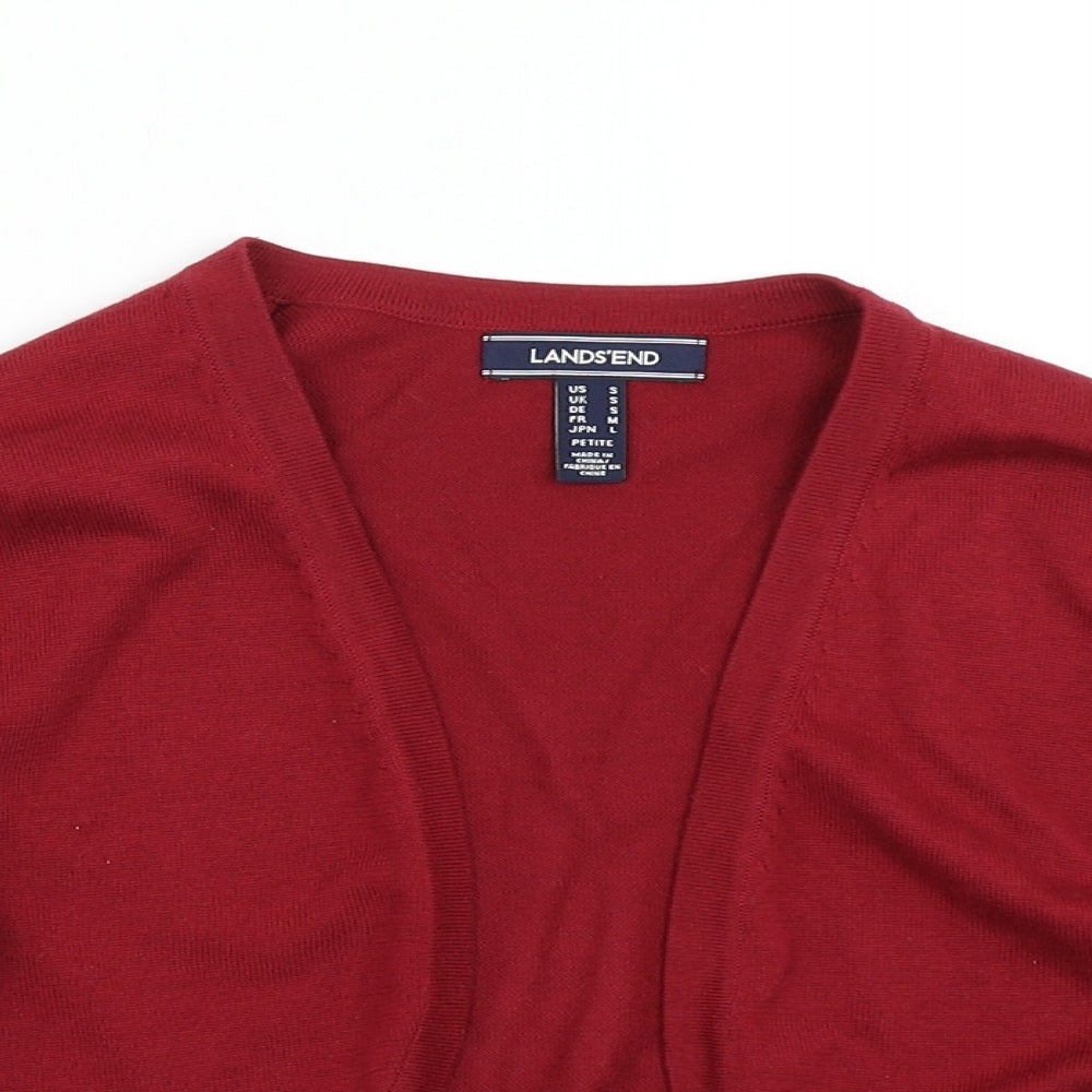 Lands' End Womens Red  Knit Cardigan Jumper Size S