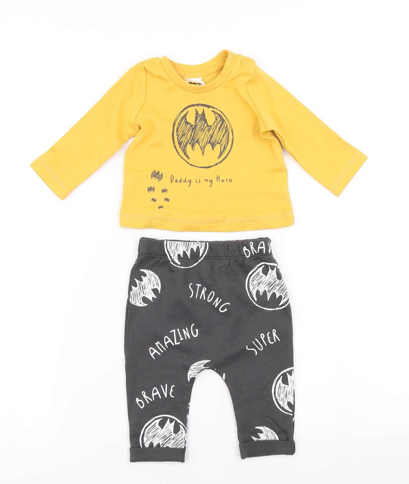 Matalan Boys Yellow   Trousers Set Outfit/Set Size 0-3 Months  - Batman