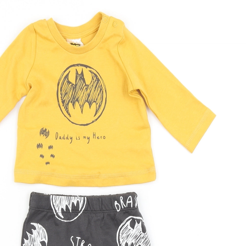 Matalan Boys Yellow   Trousers Set Outfit/Set Size 0-3 Months  - Batman