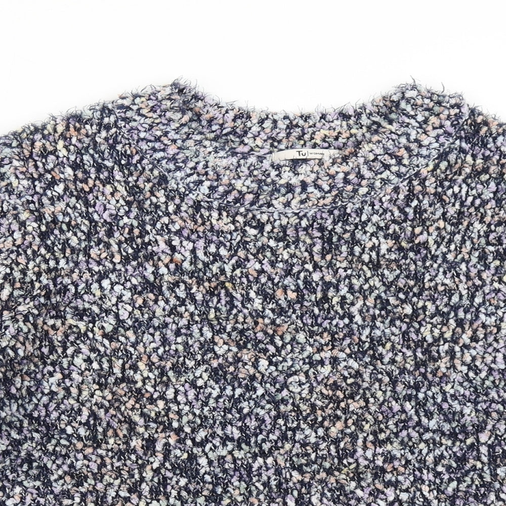 TU Womens Blue Polka Dot Knit Pullover Jumper Size M