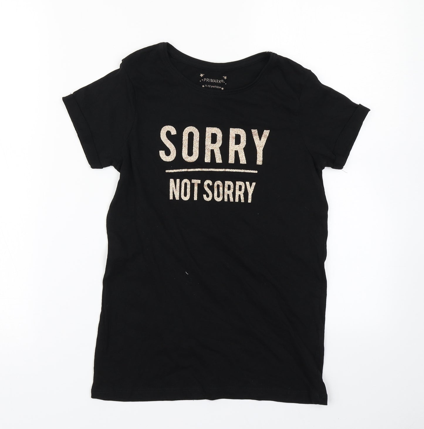 Primark Girls Black   Basic T-Shirt Size 11-12 Years