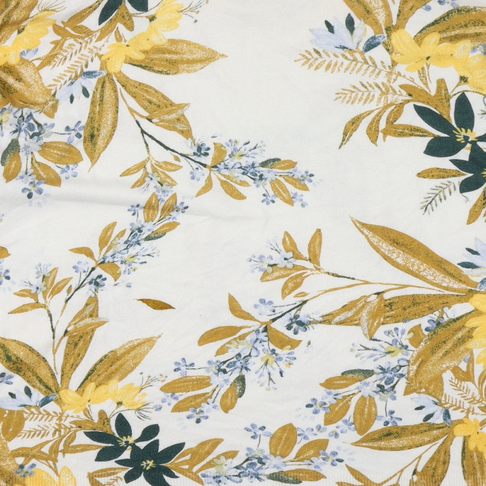 M&S Womens White Floral Knit Pullover Jumper Size 14