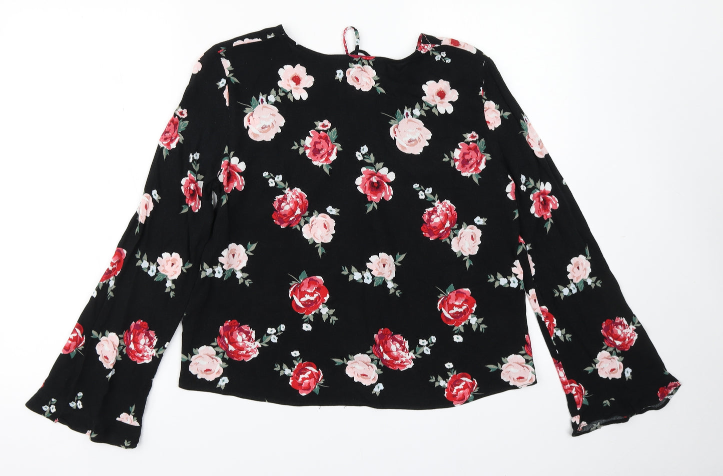 Divided Womens Black Floral  Basic Blouse Size 12