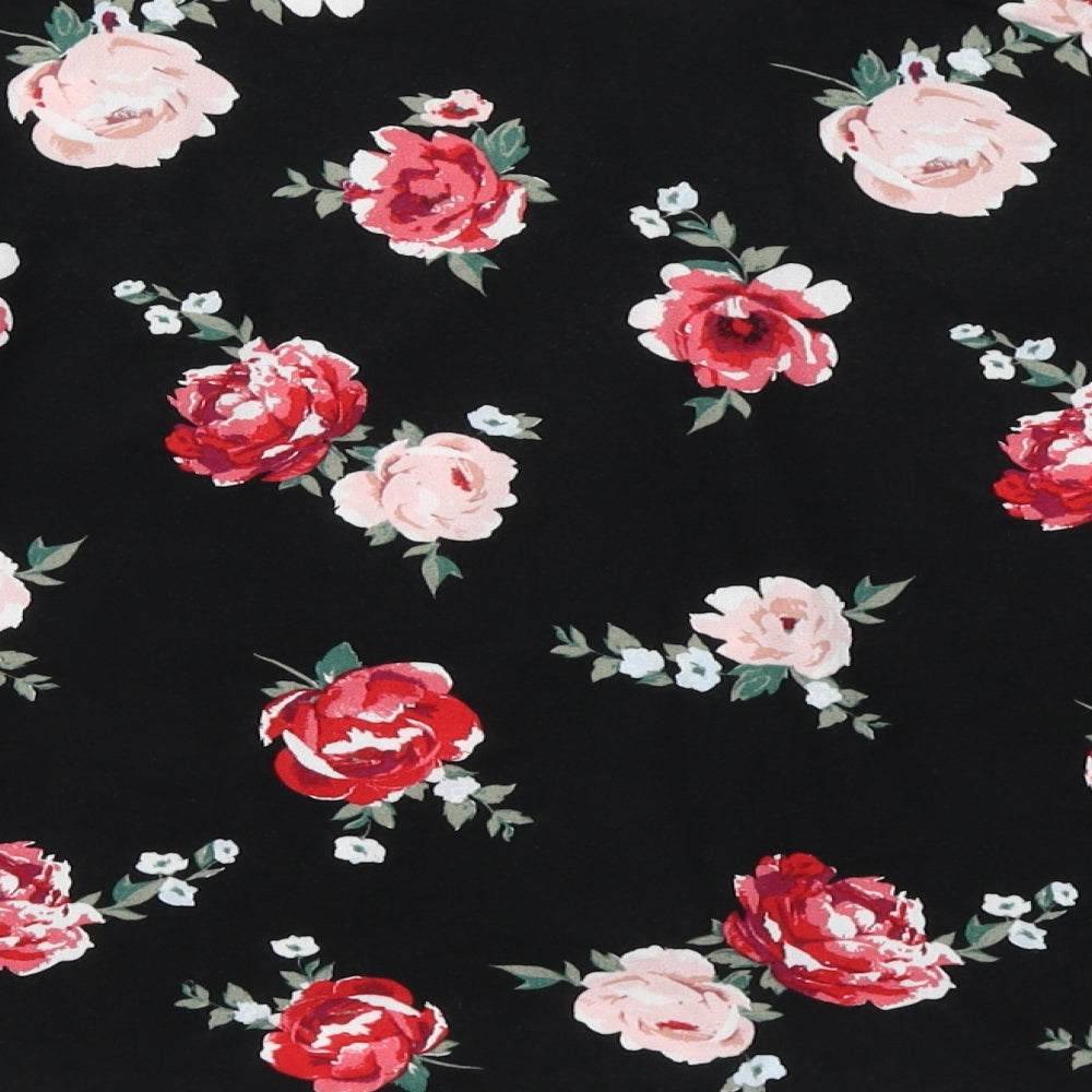 Divided Womens Black Floral  Basic Blouse Size 12