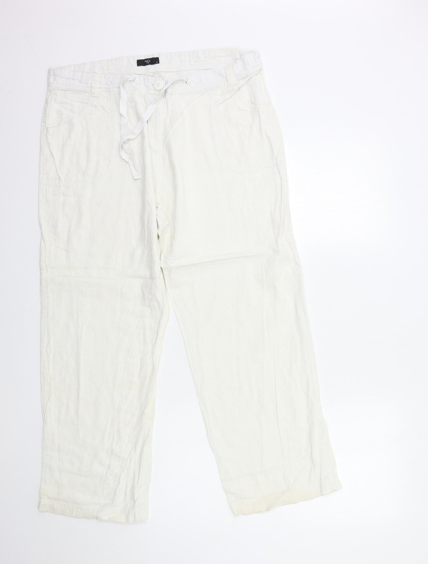 M&Co Womens White   Trousers  Size 16 L27 in