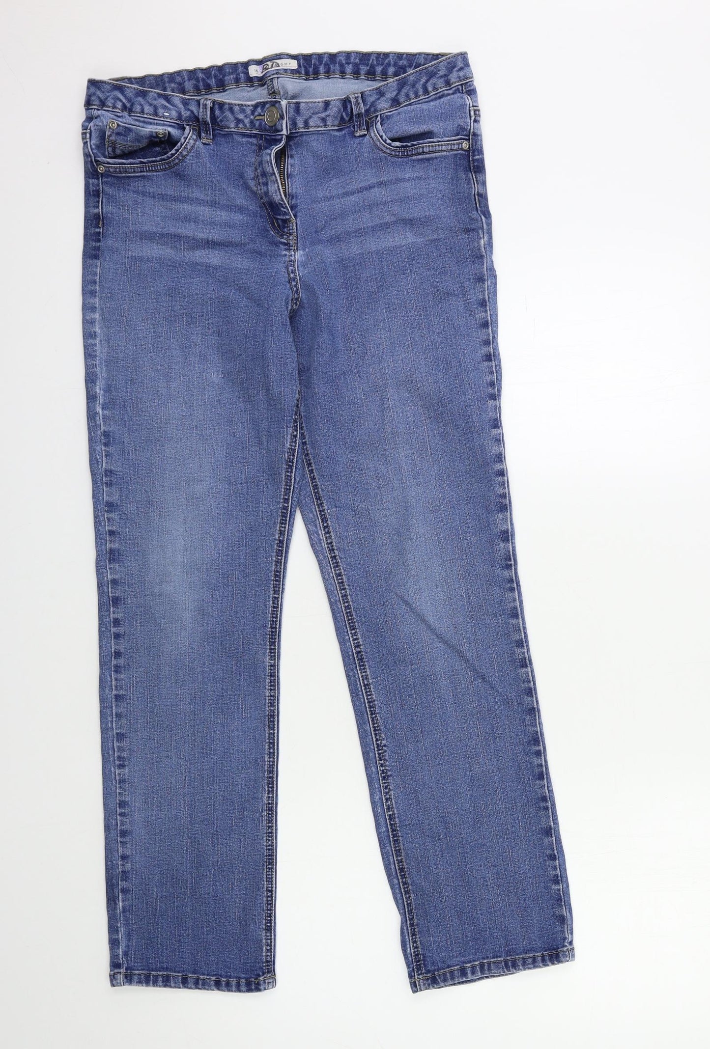 Nutmeg Womens Blue  Denim Straight Jeans Size 16 L28 in