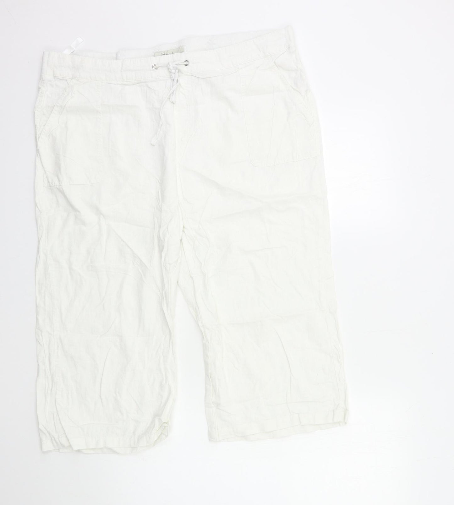 Peacocks Womens White   Cropped Trousers Size 20 L20 in