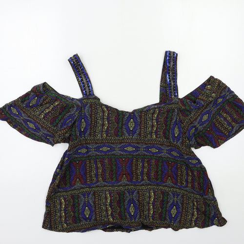 NEXT Womens Black Striped  Basic Blouse Size 10