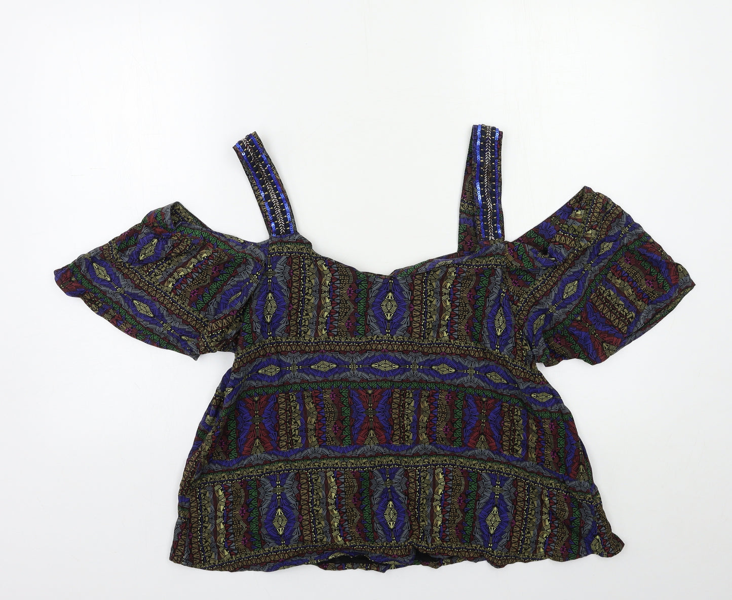 NEXT Womens Black Striped  Basic Blouse Size 10