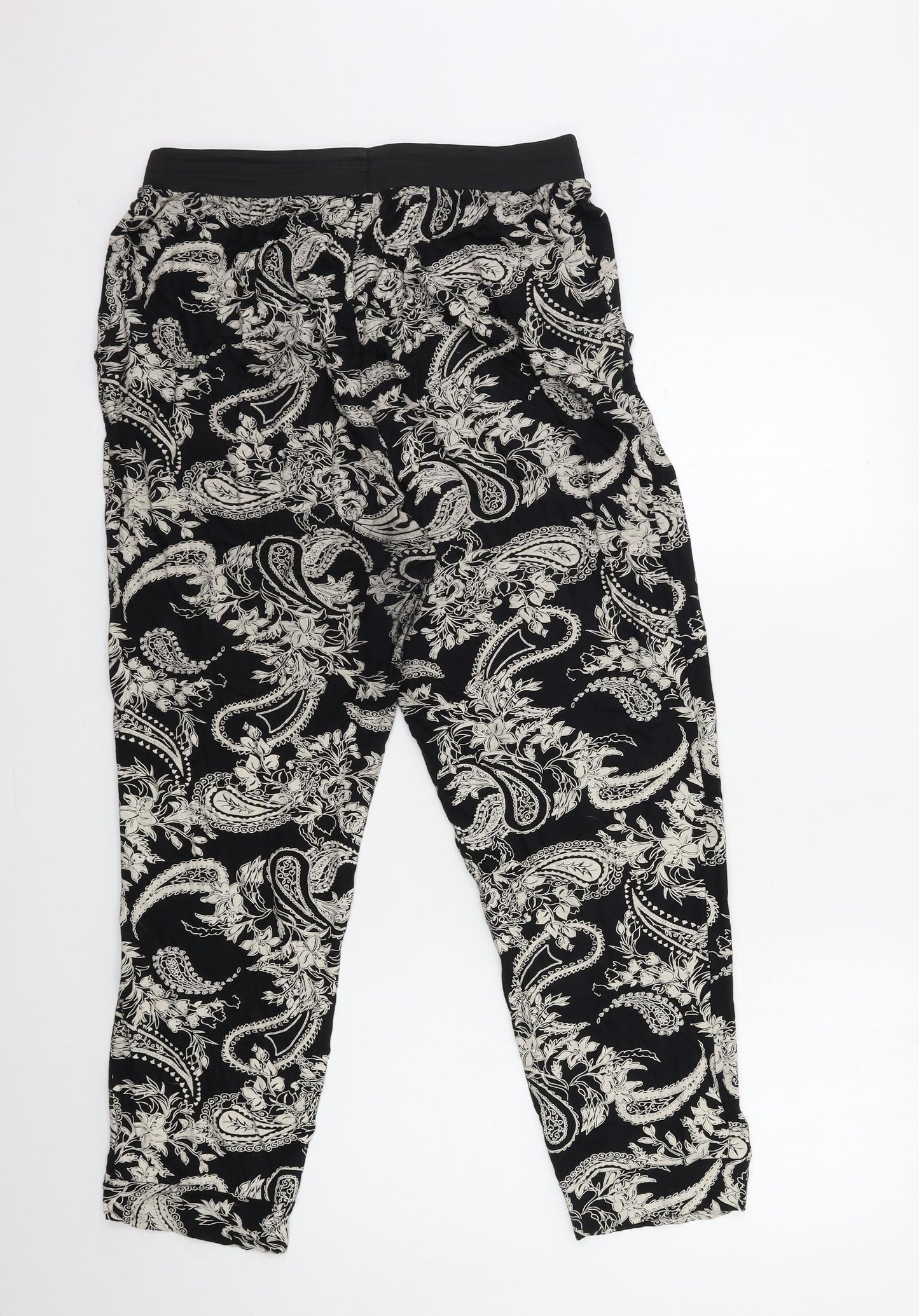 Preworn Womens Black Floral  Trousers  Size 24 L26 in