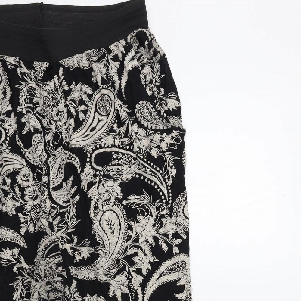 Preworn Womens Black Floral  Trousers  Size 24 L26 in