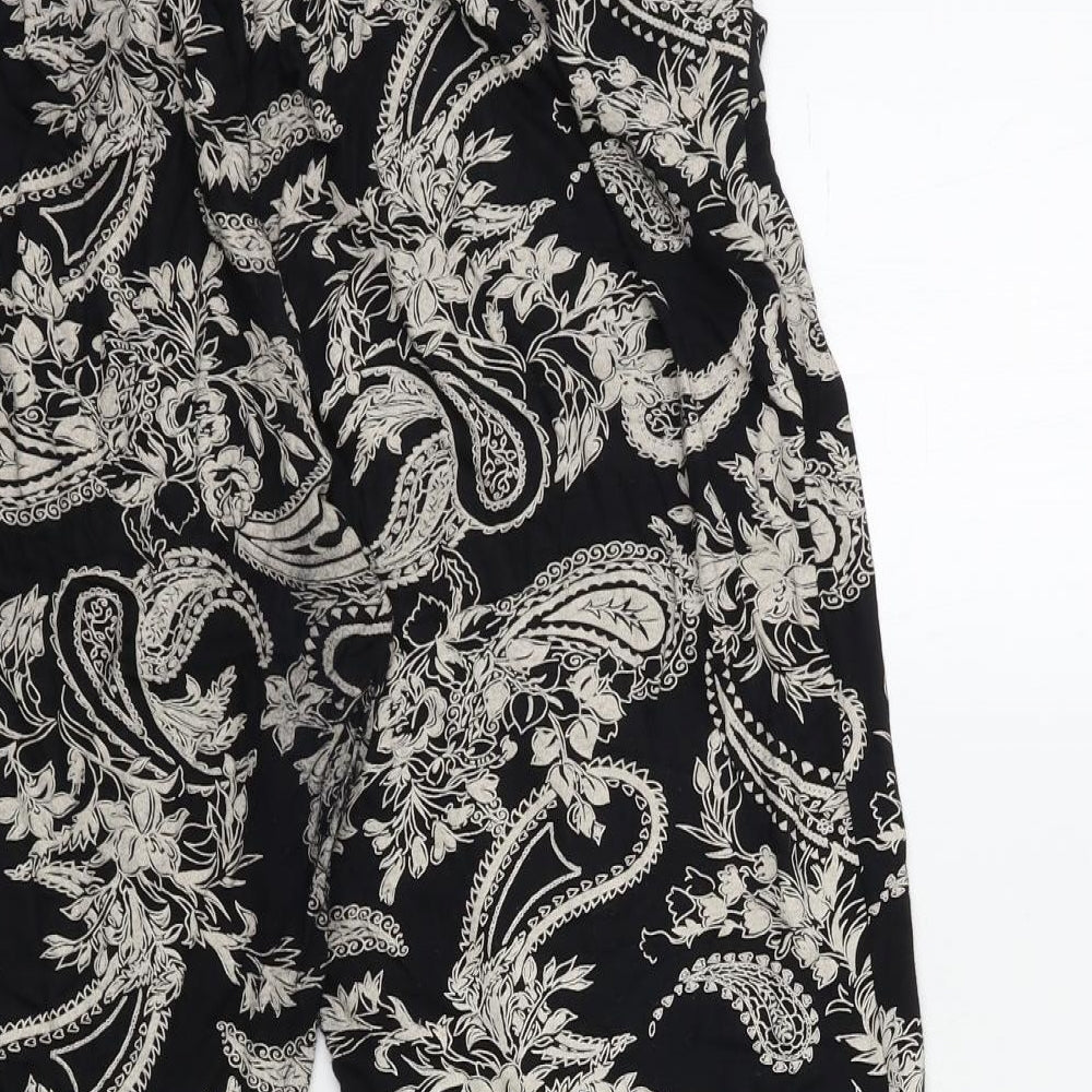 Preworn Womens Black Floral  Trousers  Size 24 L26 in
