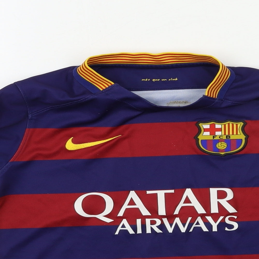 FC Barcelona Boys Red Striped  Basic T-Shirt Size 8-9 Years