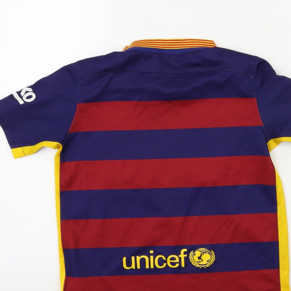 FC Barcelona Boys Red Striped  Basic T-Shirt Size 8-9 Years