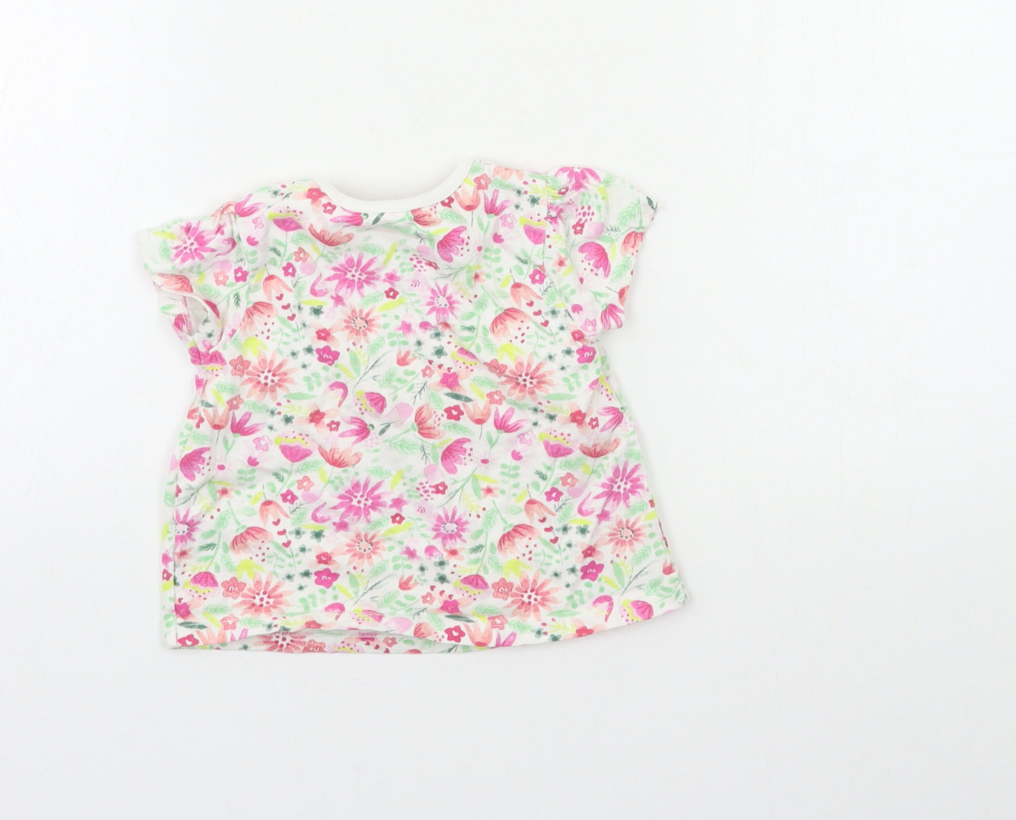 Nutmeg Baby White Floral  Basic T-Shirt Size 6-9 Months